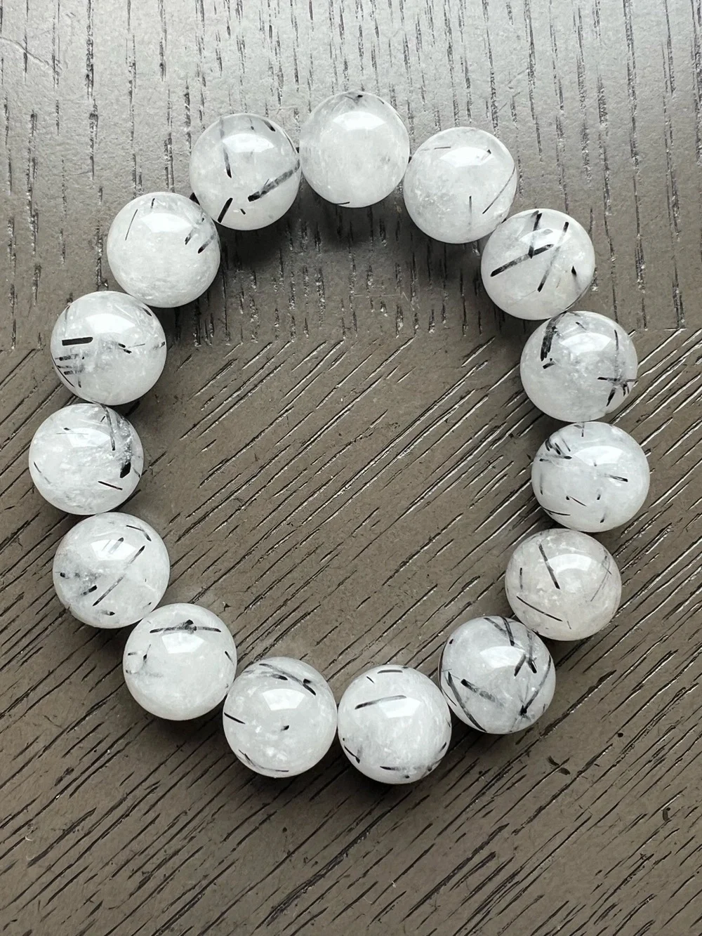 Rutilated tourmaline quartz bracelet 15mm SIZE 7.25’